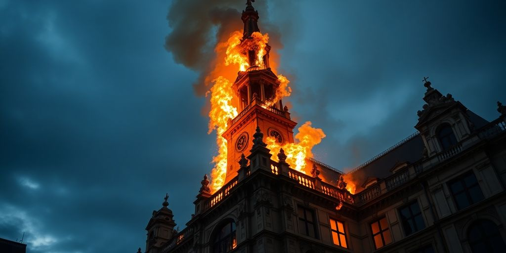 Fire ravages Paris district town hall, leaving spire ‘in danger of collapsing’ 1 Fire ravages Paris district town hall, leaving spire ‘in danger of collapsing’ 1