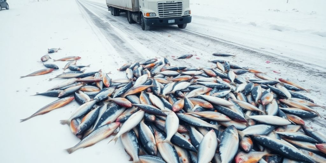Snowy Slippery Roads: Truck Collision in Northern Germany Sends Live Fish Flying! 5